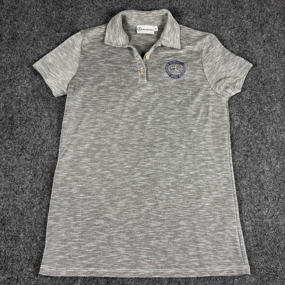 Mercedes‎ Benz Women's Classic Cotton Pique Polo Heathered Gray Sz Small Soft